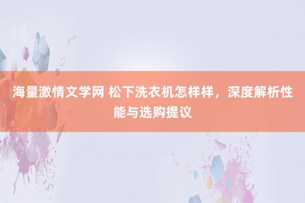 海量激情文学网 松下洗衣机怎样样，深度解析性能与选购提议